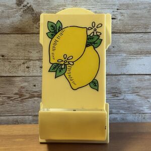 Vintage Retro MCM Plastic Match Box Holder with Lemons